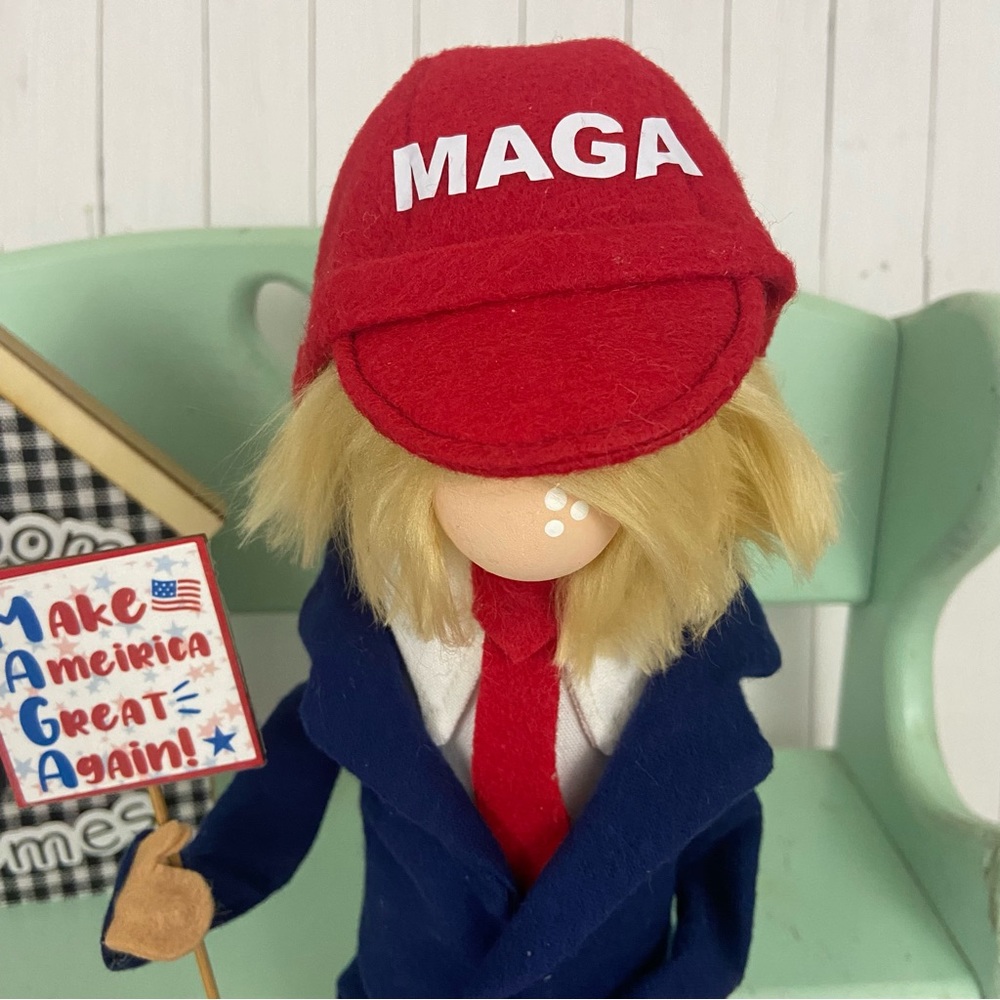 ❌SOLD❌MAGA Trump Gnome Doll Handmade America Patriotic Home Decor - Picture 3 of 12